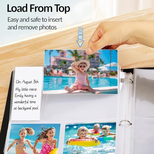 Fabmaker 100 Pack 4x6 Photo Sleeves for 3 Ring Binder, Hold 600 Photos