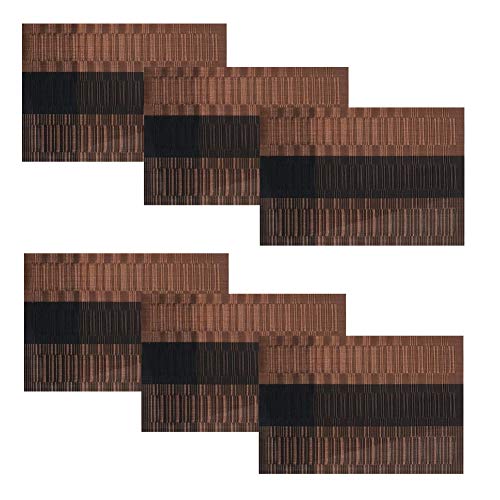 SHACOS Placemats with Table Runner Set of 7 Woven Vinyl Plastic Wipe Clean Heat Resistant Table Mats and Runner Set for Dining Table, Ombre Coffee Black - color: Ombre Coffee Black, size: Placemats and Table Runner Set of 7