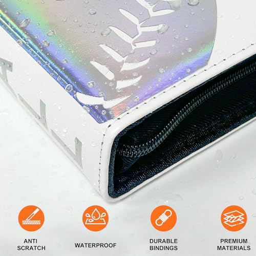 400 Pockets Baseball Card Binder, Laser Silver Hot Stamping Cover,W633 - color: Dazzling Baseball-400