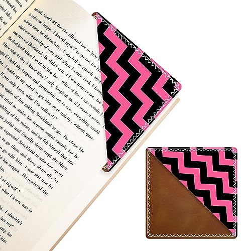 Personalized Leather Bookmarks, Fun & Cute Book Accessories for Reading Lovers, Unbreakable Page Markers for Women Men Girls Boys Student Teacher Kids Retirement Birthday Gifts (Black&Pink Stripes) - color: Black&pink Stripes