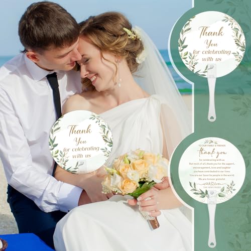CroBlissful 100 Pcs Wedding Hand Fans for Guests Bulk, Handheld, Leaf - style: Leaf