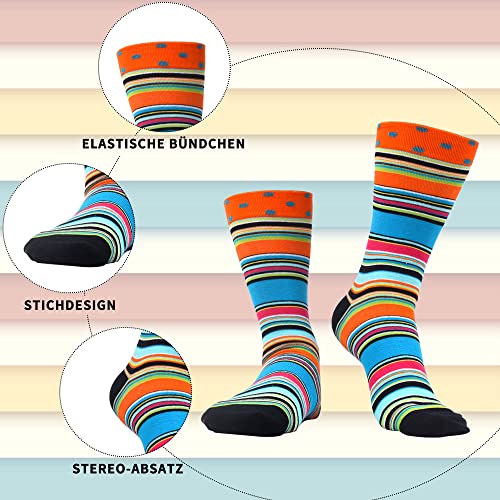 WeciBor Men's Combed Cotton Novelty Crew Socks Size 7-15 - color: Red-orange/Blue/Multicolor Geometric-5m, size: 13-15