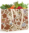 Miss Adola Cute Extra Large Canvas Grocery Tote Bag - color: Orange Floral