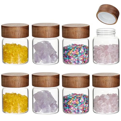 4 oz Glass Spice Mason Jars with Screw Wood Lid 8 pcs Airtight Small Glass Jars Seasoning Herb Containers Food Storage Canister for Sugar Coffee Bean Ground Pantry Cookies Salt (4oz(118ml)*8 pack) - color: 4oz(118ml)*8 pack