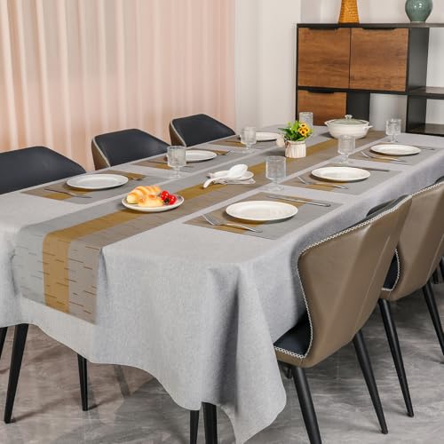 Placemats Set of 6, Vinyl Woven Heat-Resistant Place Mats - color: Gray Light Brown, size: Set of 6