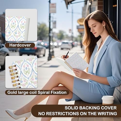 VIIJJUE Floral Notebook Journal, Flower Hardcover Spiral Notebooks Journals for Writing, 5.5x8.3 Inch - color: Full-page flower-02