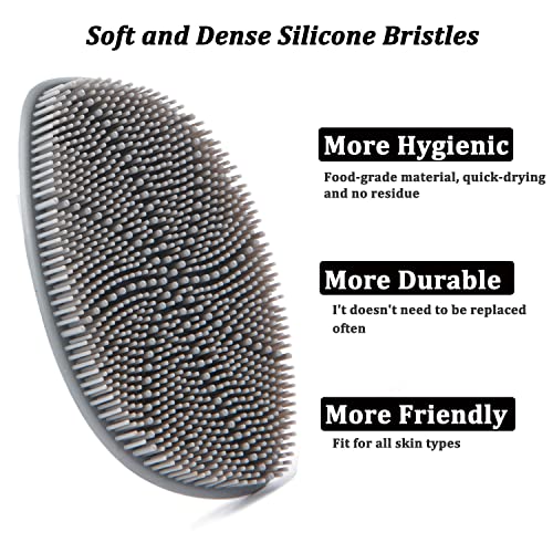 Silicone Face Scrubber for Men,Facial Cleansing Brush Face Wash Brush Manual Skin Care Face Brushes for Cleansing and Exfoliating Removes Dead & Dry Skin (Gray) - color: Gray