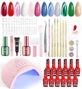 Beetles 67Pcs Gel Nail Polish Kit with U V Light - 12 Colors Gel Polish Set - color: B-Crystal Christmas