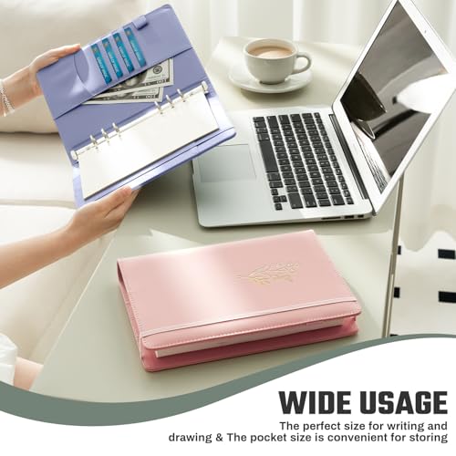 Ovesmusl PU Leather Aesthetic A5 Binder 6 Ring Binder Journal Cover - color: Pink, size: A5