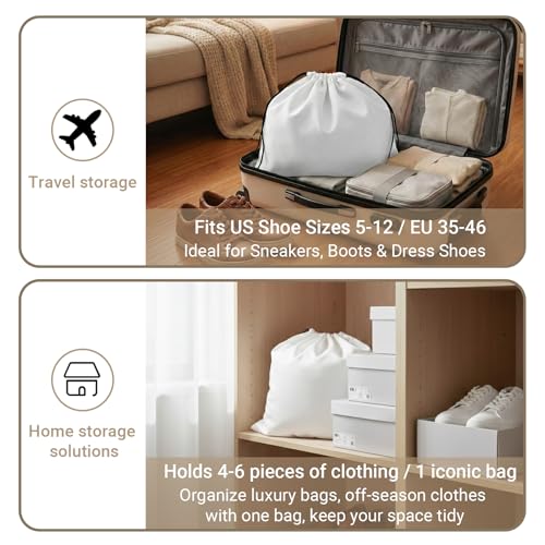 Q&J Fabric Co. 4 Pack Satin Dust Bag 15.7x19.7 inch and 19.7x23.6 inch White 100% Polyester Silk Bag Purse Dust Bag Shoe Bags for Closet Purse Protector Bag Dust Covers for Purses - color: White, size: 15.7"x19.7"+19.7"x23.6"