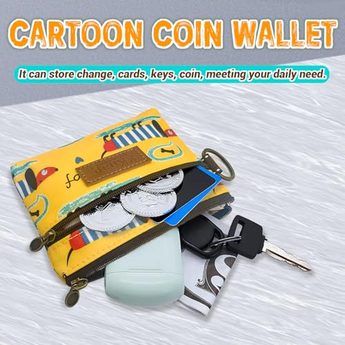 Coin Bag, Waterproof Coin Wallet Small Coin Purse with Zipper and Keyring, Cute Coin Pouch for Women and Girls, Change Purse Mini Storage Bag for Coin, Cards, Lipsticks, Keys (yellow) - color: yellow dog