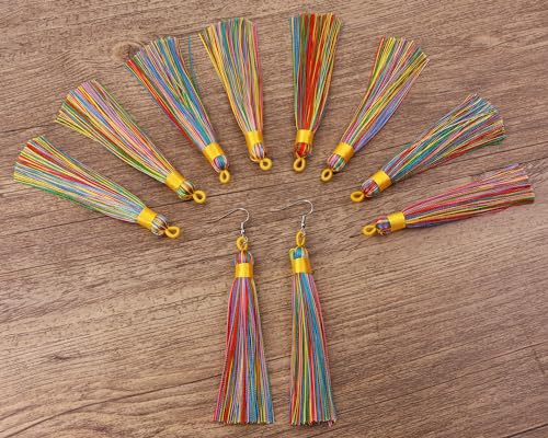 Tupalizy 10PCS Handmade Soft Silky Tassels with Hanging Loop for Bookmarks Keychains Earring Bracelets Jewelry Making Souvenir Graduation Clothing Sewing Gift Tag Art DIY Craft Projects (Colorful) - color: Colorful