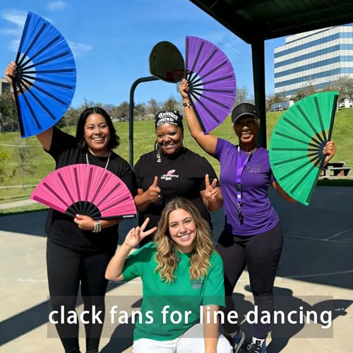 10 PCS Boots on The Ground Hand Fan Bulk - Rave Fans 13 Inch Large Clacking Fans for Line Dancing Make Loud Sounds for Party - color: Purple