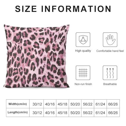 Pink Black Leopard Print Throw Pillow Covers Home Decor Cute Cheetah Print Decorative Pillowcase Cushion Cover for Bed Sofa Couch 16x16in - color: Black-pink, size: 16" x 16" (Pack of 2)