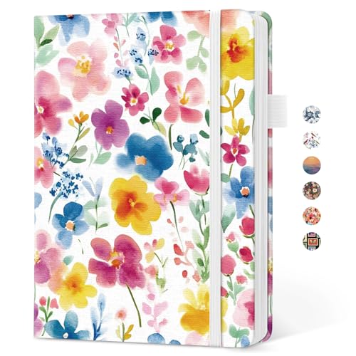 Taja Pretty Lined Journal for Women, Aesthetic Hardcover Leather Journal - color: K-Bloom Floral, style: A-Lined