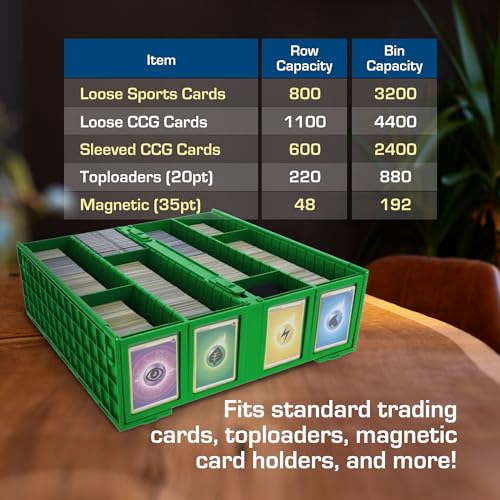 BCW Collectible Card Bin – Green | Holds 3200 Cards | Includes 4 Dividers | Storage for Pokémon, MTG & Sports Cards - style: Single