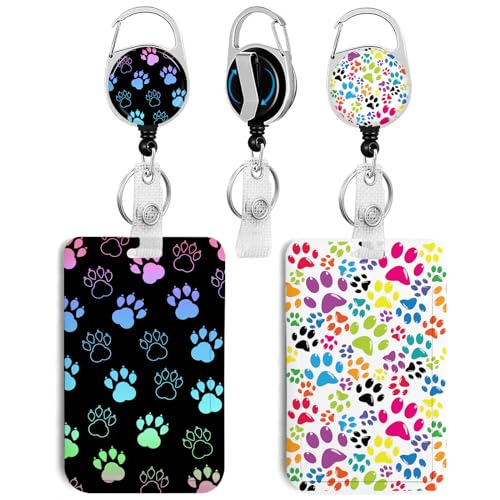 2 Pack Dog Paw ID Badge Holder with Clip Badge Reels - color: 2 Pack-dog Paw