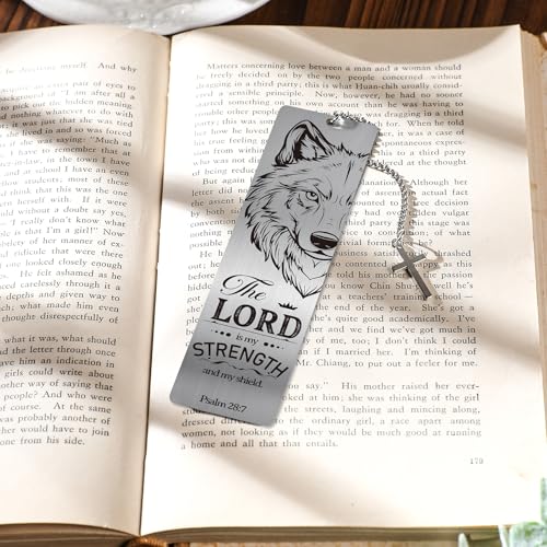 Christian Metal Bookmarks for Men - 2 Pcs Lion and Wolf Bible Verse Inspirational Gifts Book Marks Religious Cool Page Markers Reading Lovers Bookish Readers Birthday School Accessories - style: Lion Christian