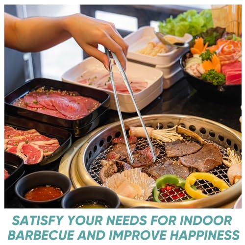meekoo 6 Pcs Stainless Steel Korean BBQ Grill Tongs - size: 9.5 Inches