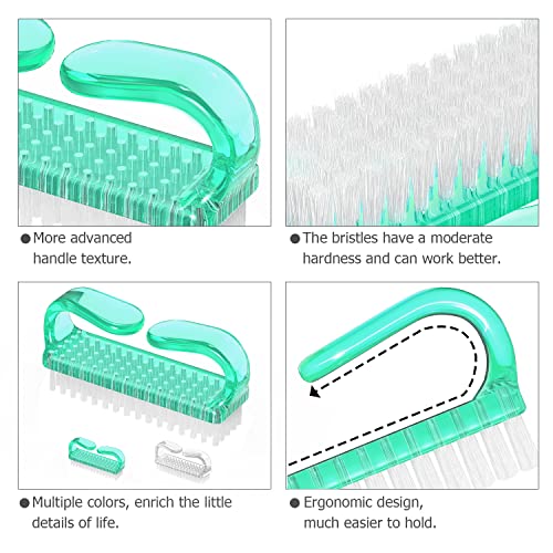 Larbois Handle Grip Nail Brush, Hand Fingernail Brush Cleaner Scrubbing Kit Pedicure for Toes and Nails Men Women (4 Pack) - color: Color-16