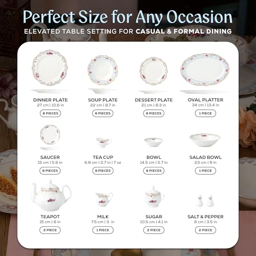 Joseph Sedgh Collection Romantic Bloom Bone China Dinnerware Set, 57-Piece - size: 57 Piece Set