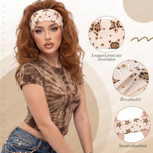 obeoby 8 Pack Leopard Headbands for Y2k Outfits,Trendy Hairbands - color: Leopard-print stars