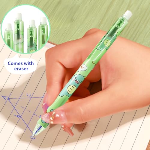 Cute Green Dinosaurs School Supplies,Kawaii Stationery Birthday Gifts,Includes Dinosaurs Erasable Gel Pens,Dinosaurs Mechanical Pencils,Lead Refills,Erasers,for Office School Supplies Women Men - style: dinosaurs