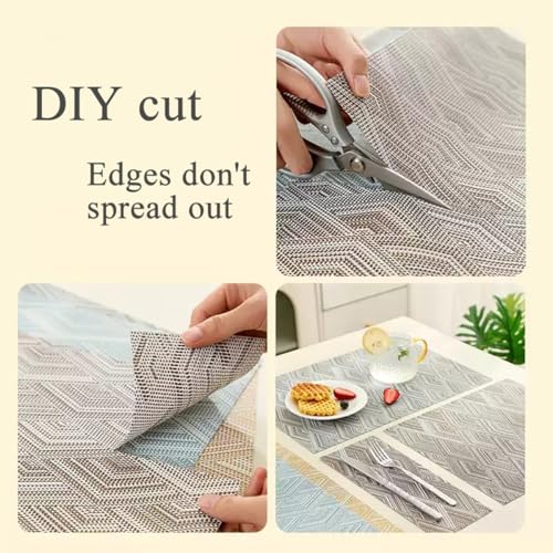 Druable Placemats Set of 8, Plastic Heat-Resistant Non-Slip Vinyl Place Mats Washable Easy to Clean Indoor Outdoor (18"x12", Blue) - color: Rhombic: Blue, size: 8 Placemats