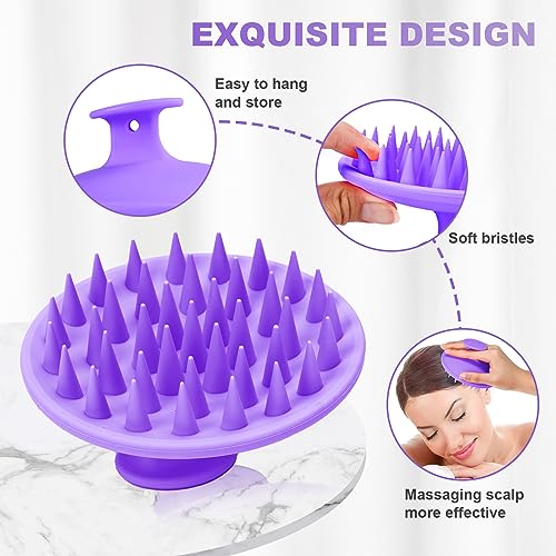 Meartchy Silicone Scalp Massager Shampoo Brush, Scalp Scrubber for Hair Growth (Purple) - color: Purple