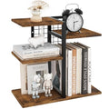 ELITEROO Desktop Shelf Organizer, 4-Tier Wooden Desk Bookshelf, Small Tabletop Book Shelf, Adjustable Display Rack for Home, Office, Dorm, Rustic Brown - color: Brown
