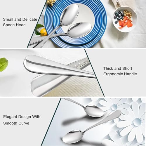 Demitasse Espresso Spoons, Mini Coffee Spoon, 5.5 Inch Stainless Steel Small Spoons for Dessert, Tea,Set of 6 - size: 5.5in