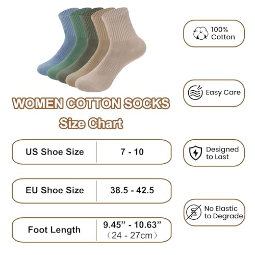 Women's Cotton Quarter Crew Socks - color: 26 Multicolor - 5 Pairs