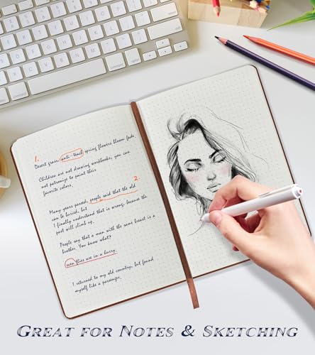 Biuwory Dotted Journal Notebook, 140 Dot Grid Pages, Medium 5.7"×8.3" - color: Black, size: Dotted-140 Pages (5.7"×8.3")