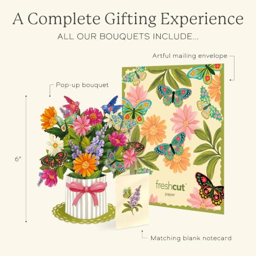 Freshcut Paper Mini Enchanted Garden 6" Pop Up Bouquet Card - color: Enchanted Garden, size: Mini