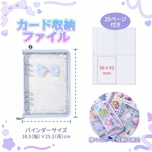 Card Binder for Girls with 4 Pocket Sleeves for 160 Cards (Blue)
