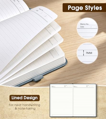 Lined Journal Notebook, A5 Hardcover Leather Journals for Writing, 160 Numbered Pages, 5.7'' x 8.3'' Journaling Notebooks for Men Women, Thick Paper College Ruled Journal for Work Office School, Dusty Blue - color: Dusty Blue, size: Lined