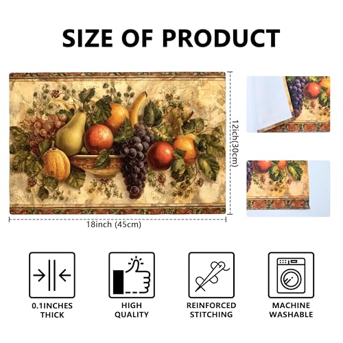 Retro Fruit Table Placemats Set of 4 Place Mats Linen Wipeable Placemats Waterproof Rectangle Table Mat for Kitchen Dining Dinner 18 X 12 Inch - color: Retro Fruit