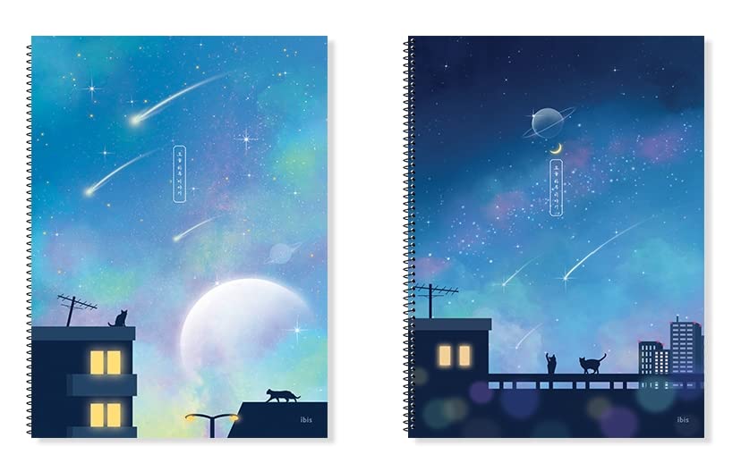Korean Aesthetic Spiral Notebook Set, 4 Pack, Cute Scenery Design, Lined - style: Lined Notebook