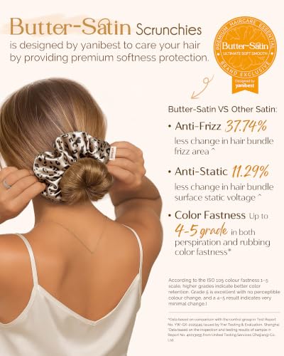 Yanibest 8 Pcs Satin Scrunchies - Silk Feeling Scrunchies Ponytail Holders - color: Leopard Print