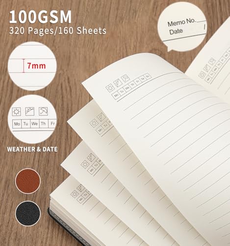 A5 Lined Journal Notebook for Women Men, Hardcover Journals for Writing, 320 Pages 100GSM Thick Paper, Daily Journal Notebook for Work, School, Note Taking, Business, Travel（Black） - color: Black