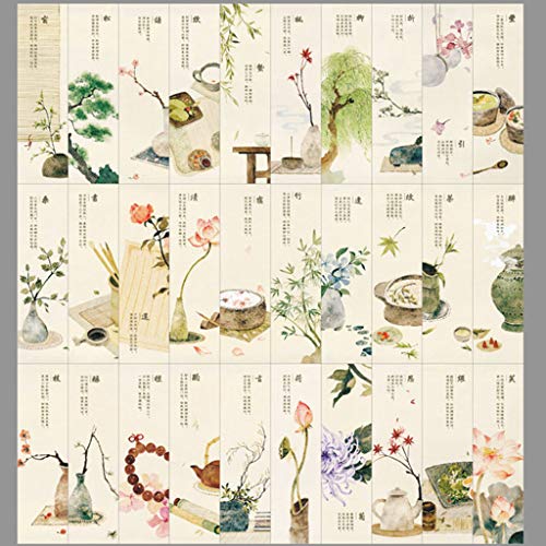 30pcs for Creative Chinese Paper Bookmarks Painting Cards Retro Beautiful for Women Gift