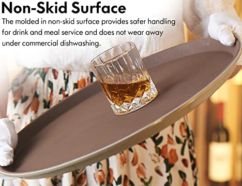 CURTA 2-Pack 16 Inch Round Non Slip Serving Tray, NSF Rubber Lined, Brown - color: Brown-round, size: 16 Inch