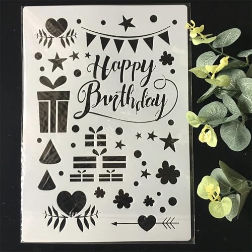 TIAMECH A4 Reusable Happy Birthday Stencil for Painting - style: Happy Birthday Party