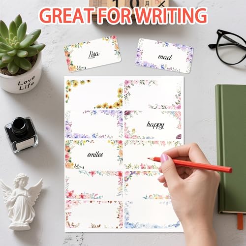 240 Pieces Flower Name Tag Stickers, Self Adhesive Blank Name Labels - color: 240 Flower