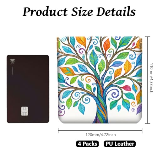 Peacoblue tree of life Coin Purse,PU Leather Squeeze Pouch 4PCS - style: Tree of Life