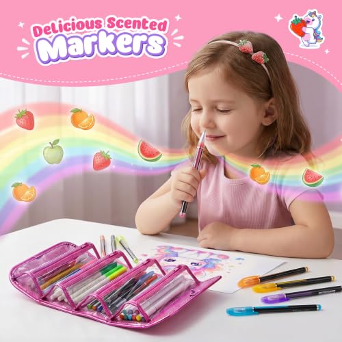 beefunni 68PCS Washable Markers Set for Kids 4-8, with Unicorn Case