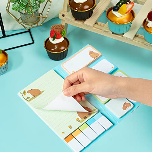 Xqumoi Don't Worry Be Capy Sticky Notes Set, 550 Sheets, CAPY and Orange Pattern Self-Stick Notes Pads Animal Divider Tabs Bundle Writing Memo Pads Back to School Office Supplies Small Gift - color: 1pack-capy