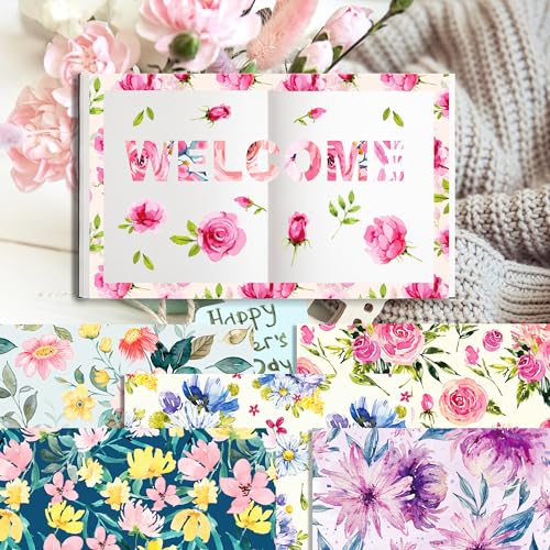 VIVIQUEN 24 Pack Floral Pattern Double-Sided Flower Scrapbook Paper 12”