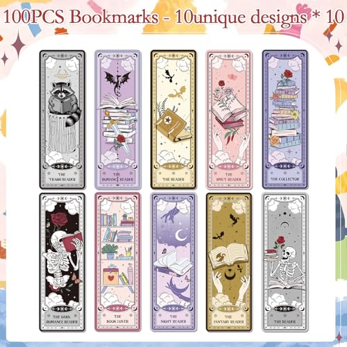 100 Pcs Tarot Bookmarks Dark Romance Book Marks for Book Lovers - color: Book Lovers