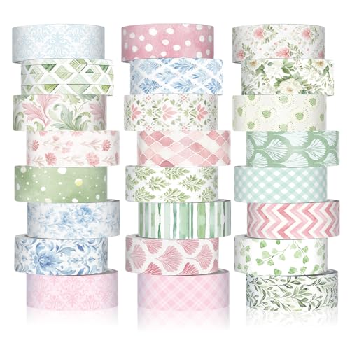 Gueevin 24 Rolls Floral Washi Tapes Set Scrapbook Supplies, Garden - style: Garden